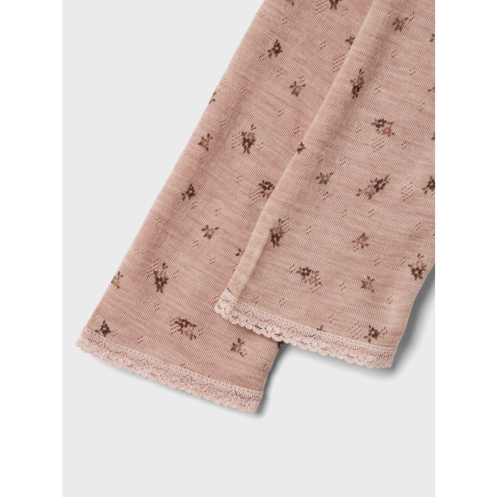 Køb Name It Shadow Gray Small Flowers Nkfwang Uld Needle Leggings
