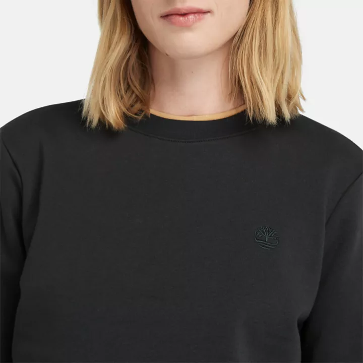 Sweat à col rond et envers brossé pour femme en noir