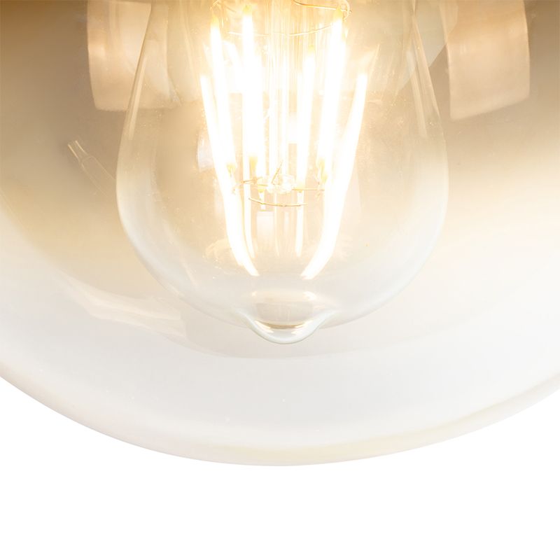 Art deco hanglamp zwart met goud glas 20 cm - Pallon