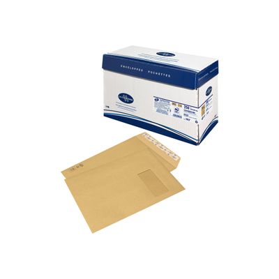 La Couronne - 250 Pochettes kraft - C4 229 x 324 mm - 90 gr - fenêtre 50x110 mm - bande auto-adhésive