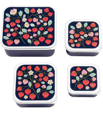 A Little Lovely Company Madkasses?t - 4 stk - Strawberries