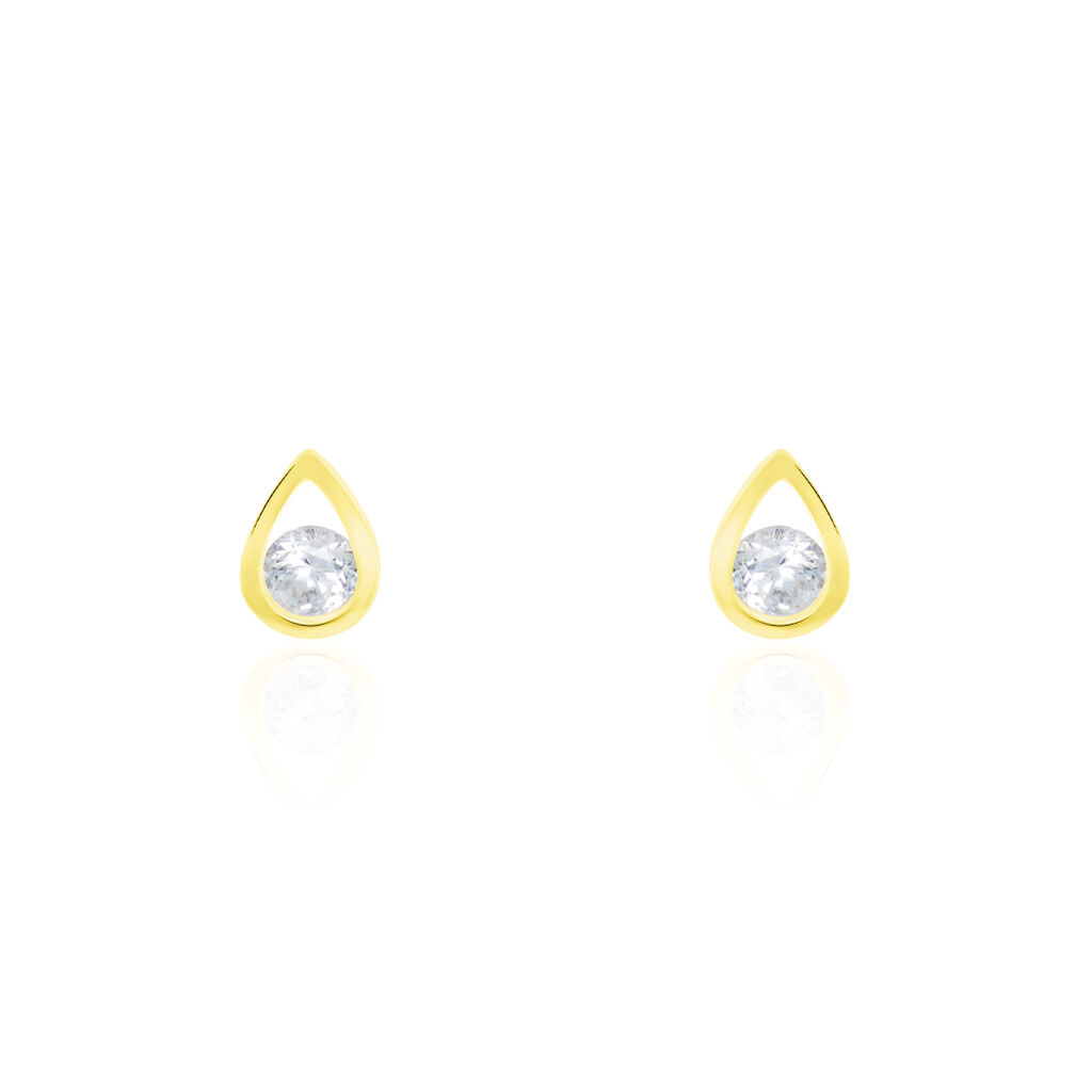 Boucles D'oreilles Puces Helie Goutte Or Jaune Oxyde De Zirconium