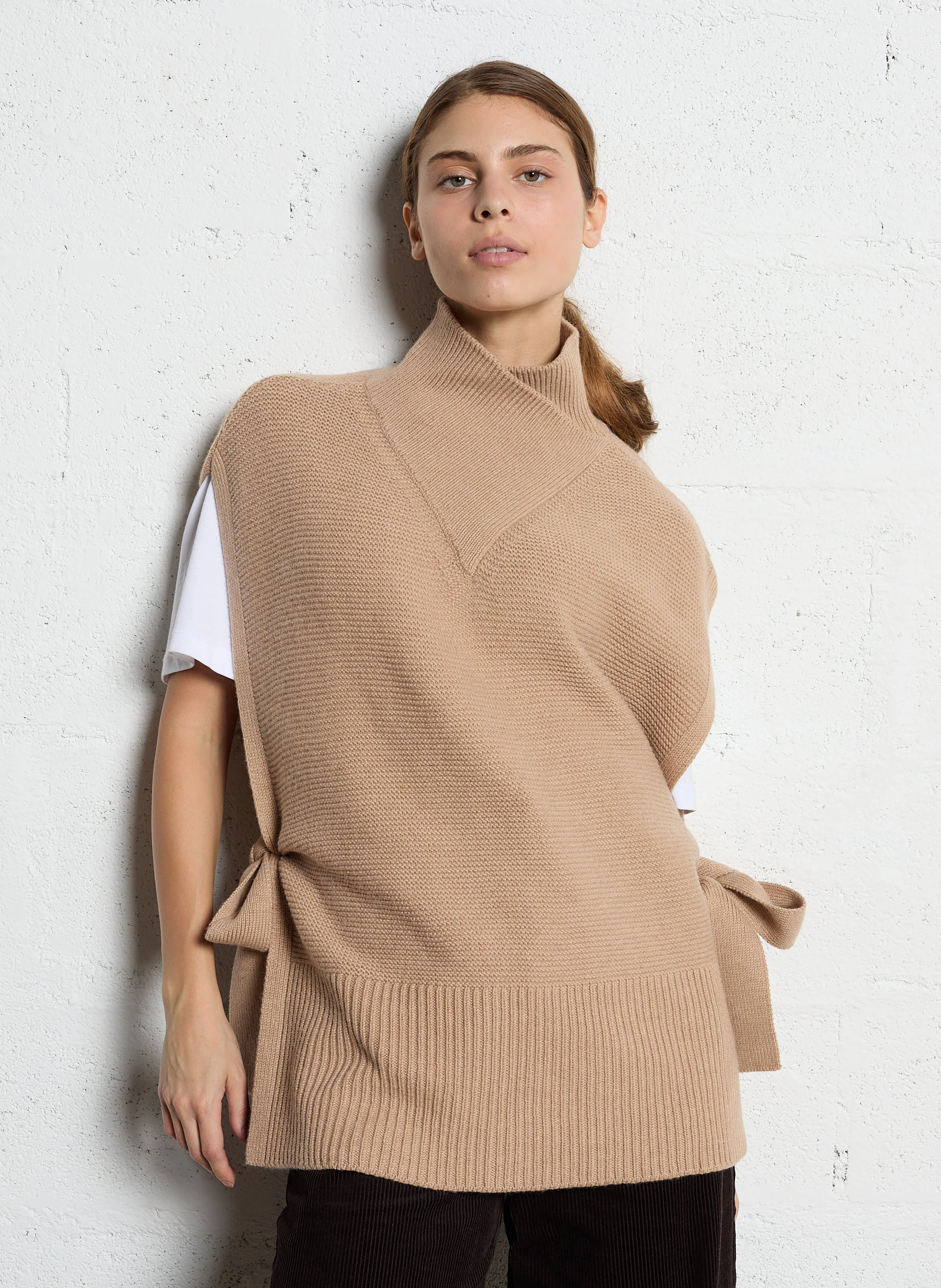 MORY - Plastron maille épaisse en laine| Beige
