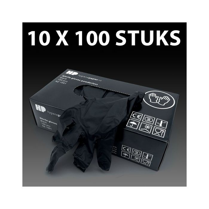 1000st Handschoenen soft nitril Small ongepoederd zwart 1000st