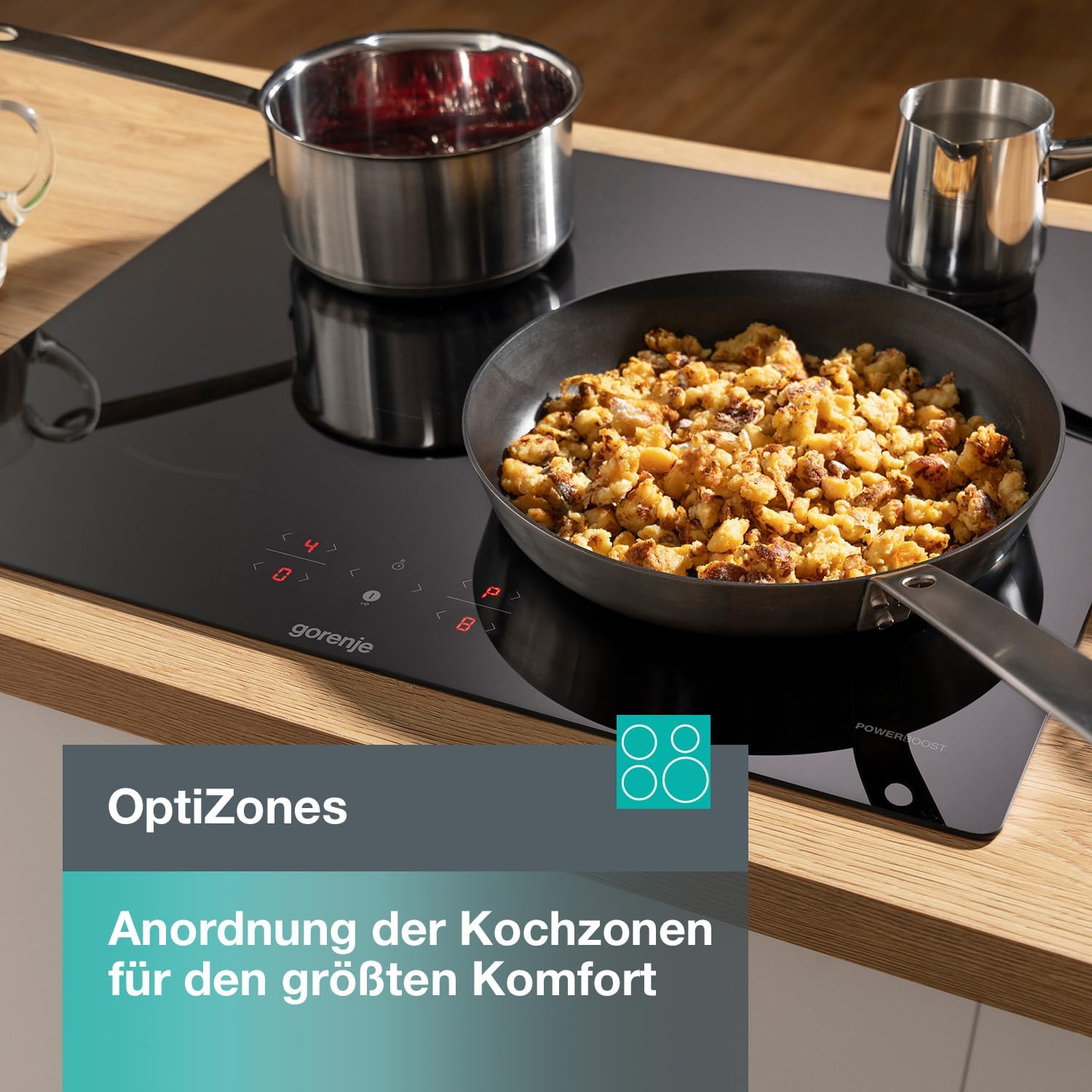 Gorenje GI621FMC Induktions-Kochfeld/Glaskeramik/BridgeZone/TouchControl/PowerBoost/Timer/ChildLock/Restwärmeanzeige/Schwarz