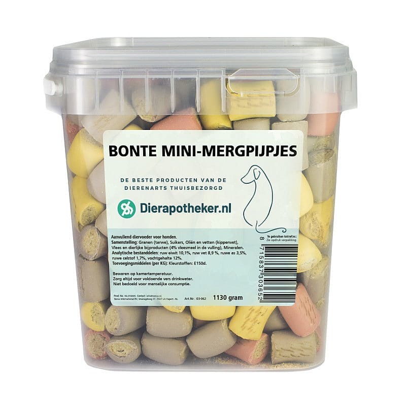 Bonte Mini Mergpijpjes Hond 1200 gram