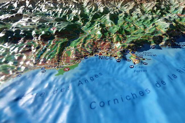 3D MAP - RELIEF ALPES MARITIMES 61X41
