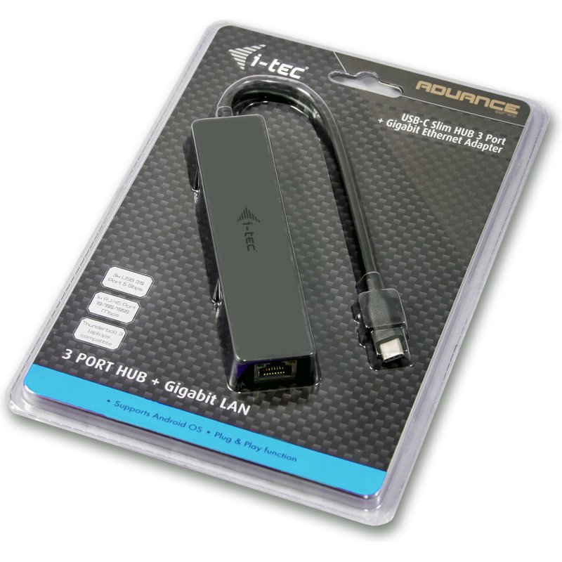 i-tec Advance USB-C Slim Passive HUB 3 Port + Gigabit Ethernet Adapter