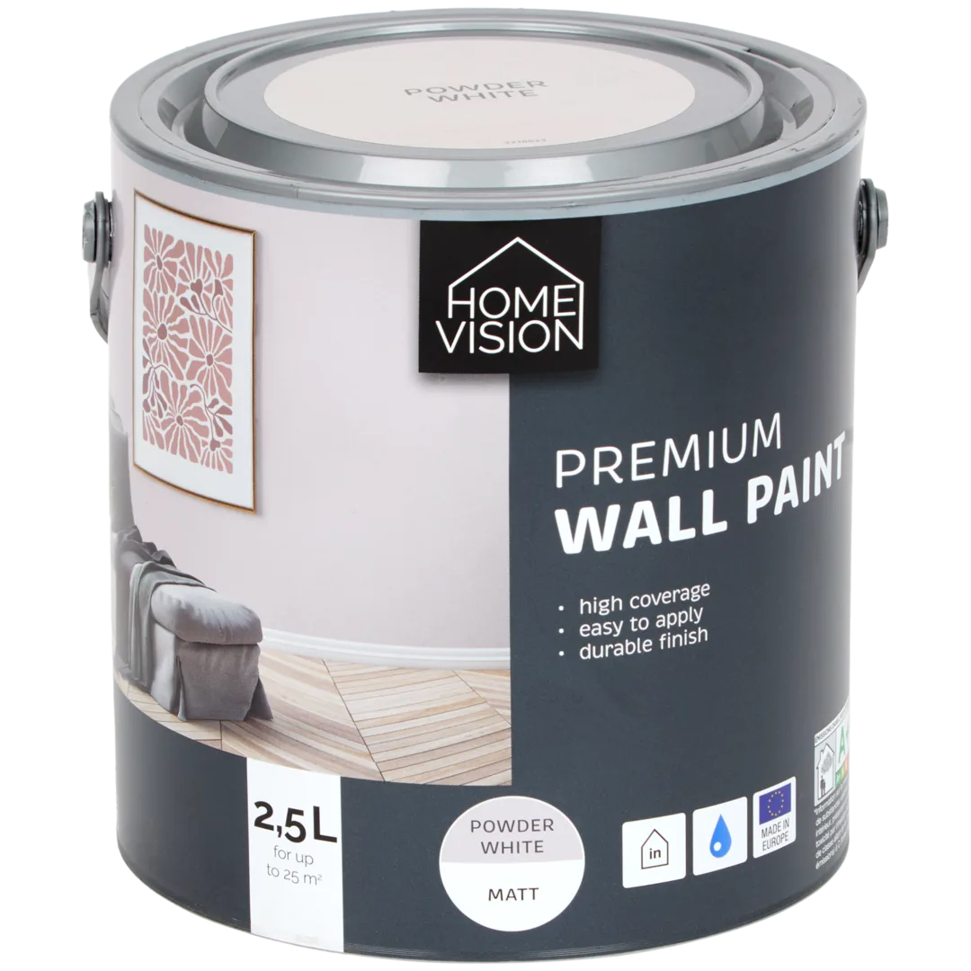 Home Vision premium matte muurverf Powder White 2,5 liter