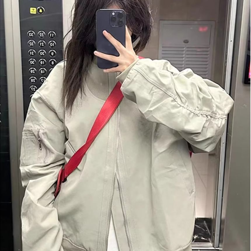 Chuoku - Effen oversized bomberjack met rits