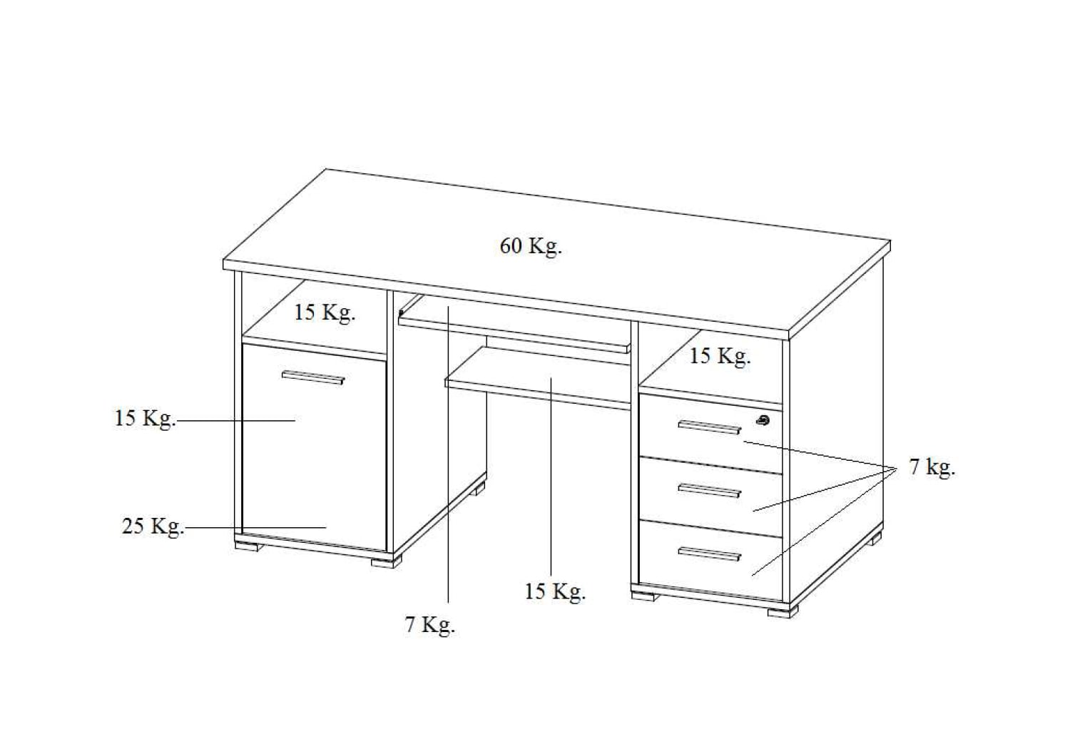 Germania Computertisch 0484-87 in Walnuss-Nb./Schwarz, 145 x 75 x 70 cm, abschließbar und mit Tastaturauszug