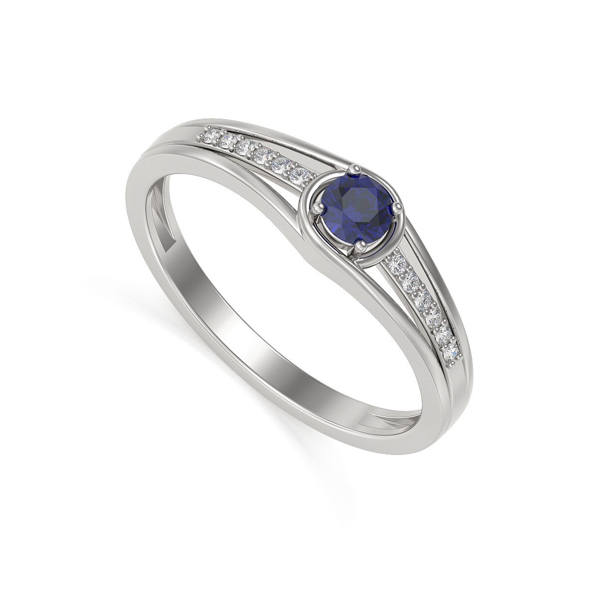 Bague Saphir et diamants sur Argent 925 2.295grs