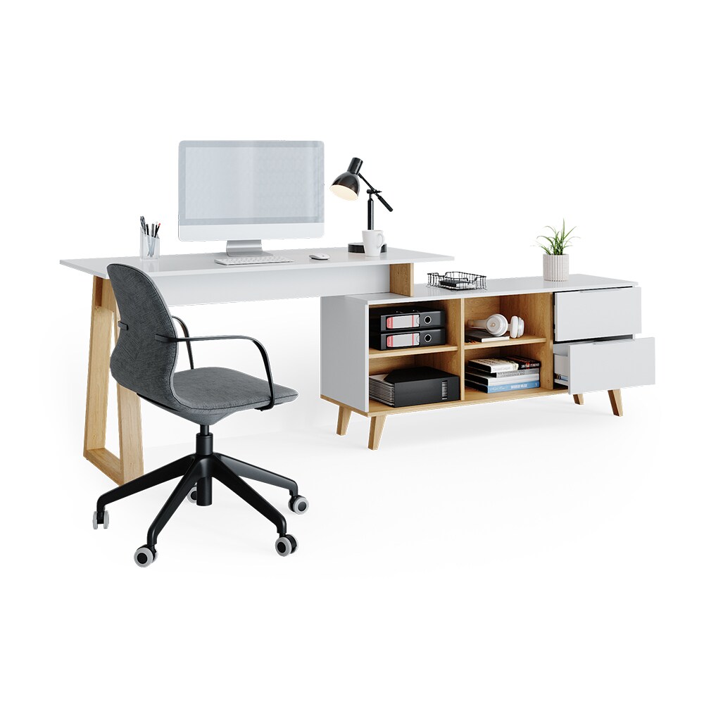 VICCO Eckchreibtisch Nautica Computer Büro PC Arbeitszimmer weiß Eiche Skandi