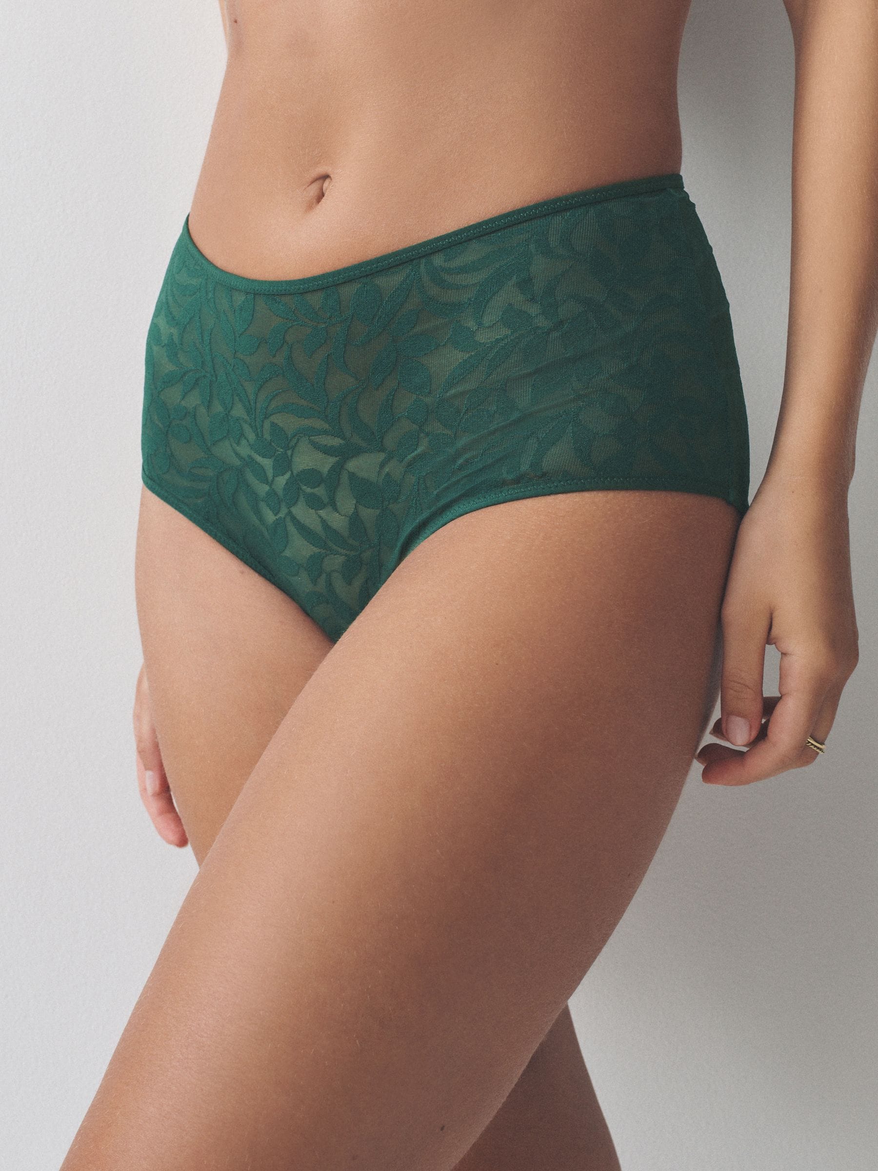 Groen/ecru - Lace Midi Knickers 2 Pack