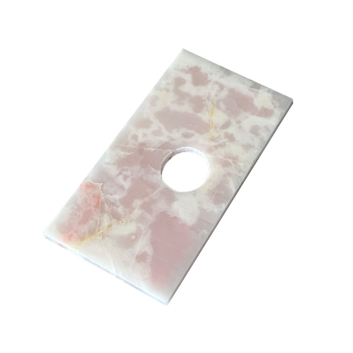 Fontana Pink Onyx Micro Marble toiletmeubel met ribbelfront 40cm warm eiken