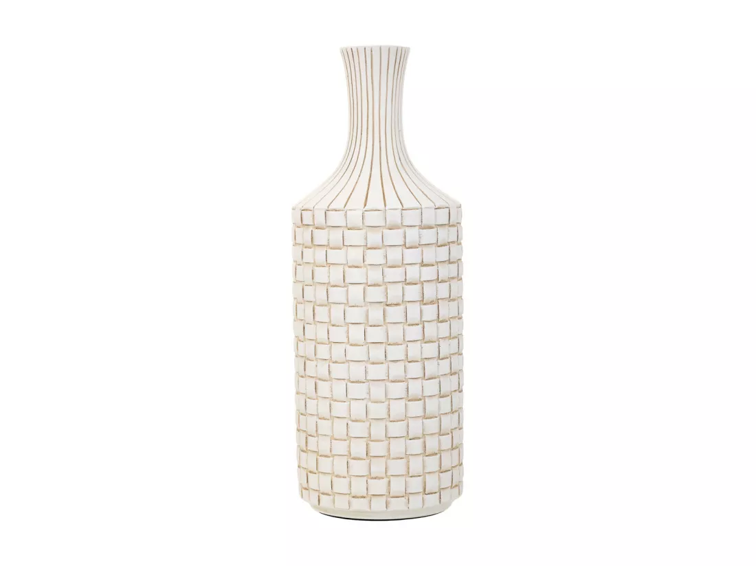 Vase en polyrésine blanche 14,5x14,5x39,5h