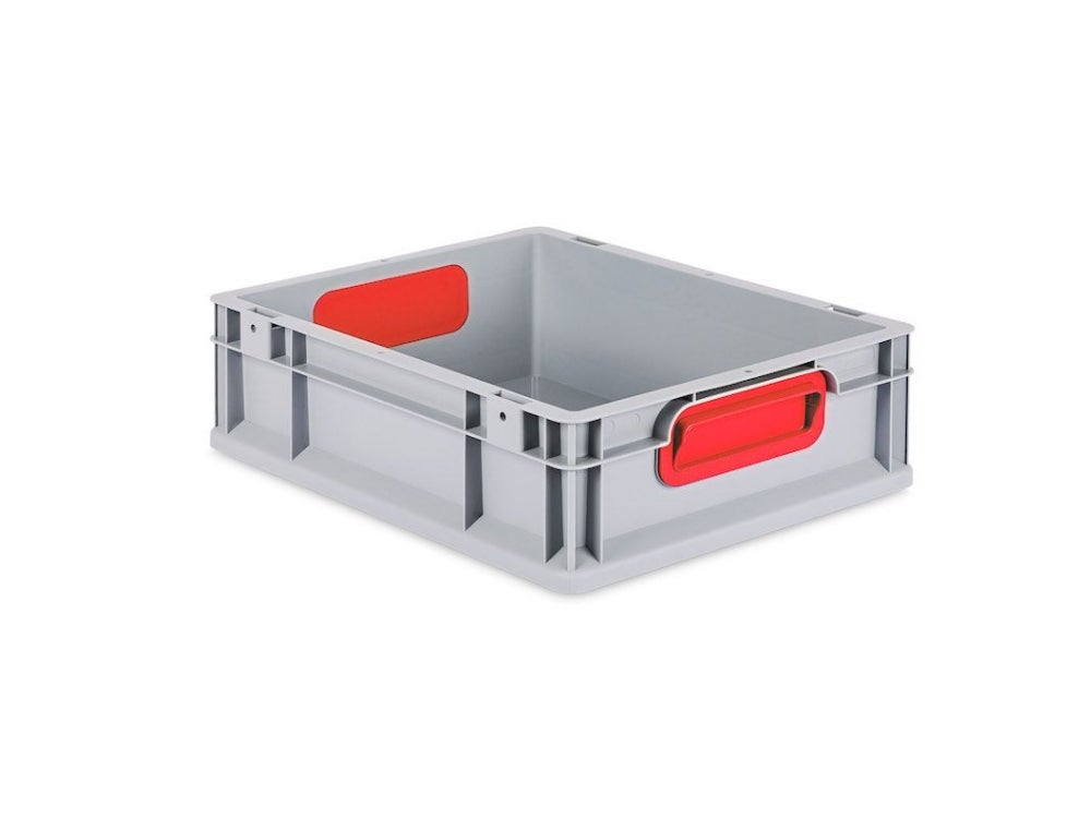 PROREGAL Eurobox Nextgen Kleur HxBxD 12 x 30 x 40 cm 11 Liter Handgrepen Rood Gesloten Gladde Bodem Euro Container Transportbox