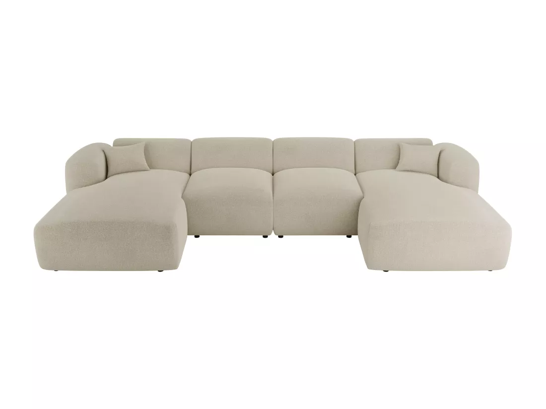 Grand canapé d'angle panoramique en tissu beige POGNI de Maison Céphy