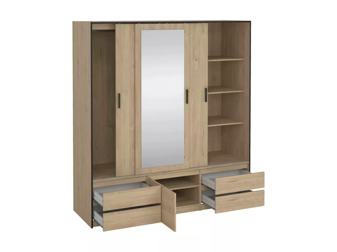 Grande armoire polyvalente Dpuscedd, Meubles multifonctionnels, Casier à chaussures, Support à chaussures pour armoire, 181x60 h200 cm, Chêne clair