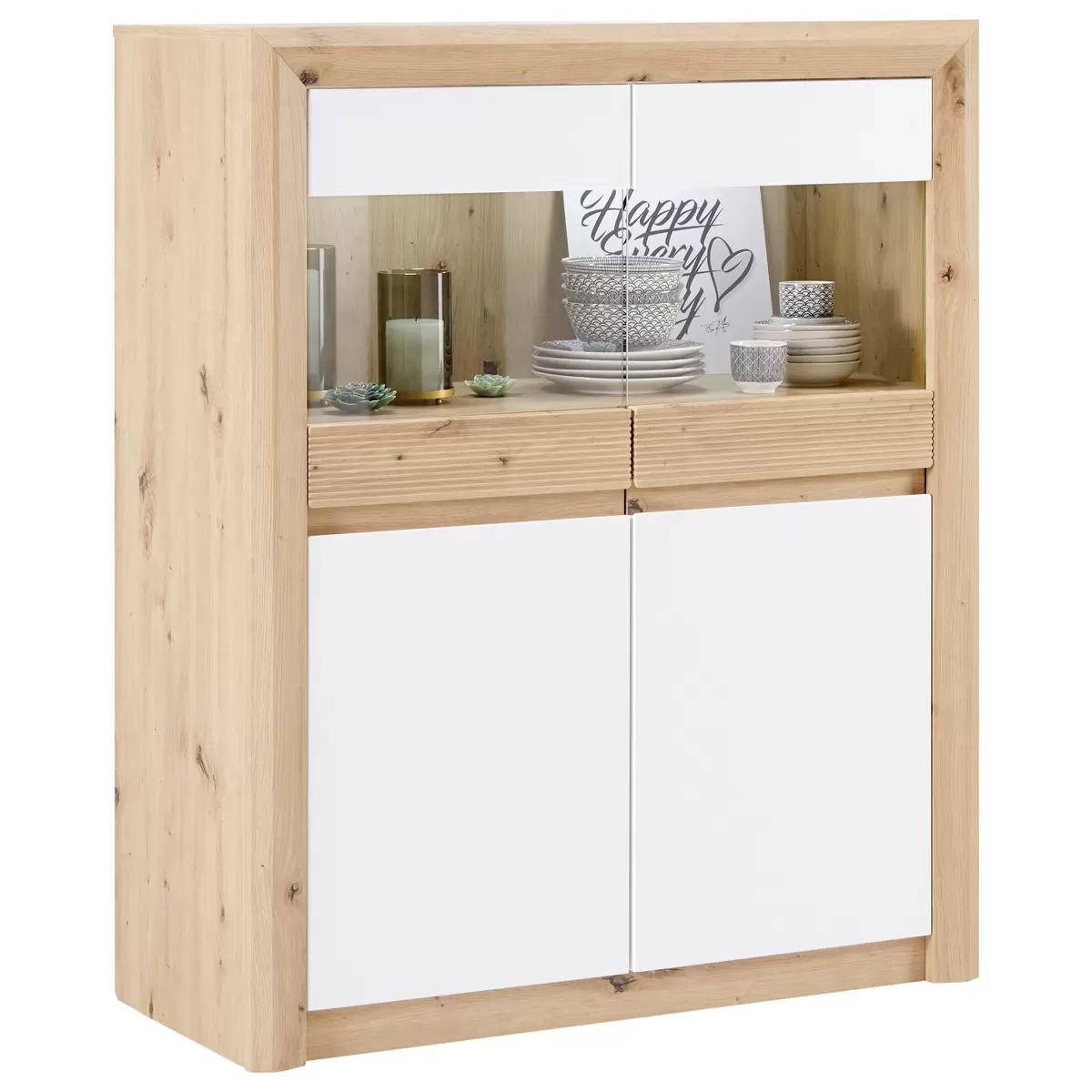 Vitrine Kashmir weiss,Artisan Eiche