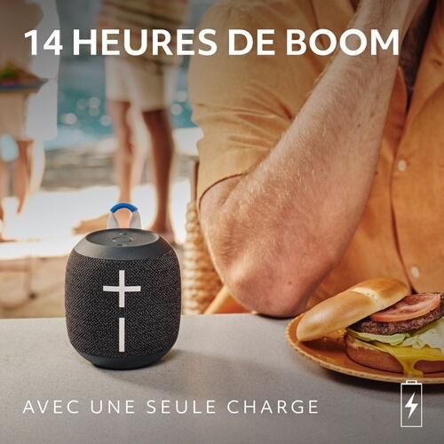 Enceinte sans fil Ultimate Ears WONDERBOOM 4, enceinte Bluetooth portable et etanche avec de puissantes basses et un son a 360 degres - Blanc