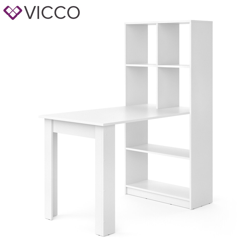 Vicco Schreibtisch Gael weiß Computertisch mit Ablage Regal Raumteiler Bürotisch