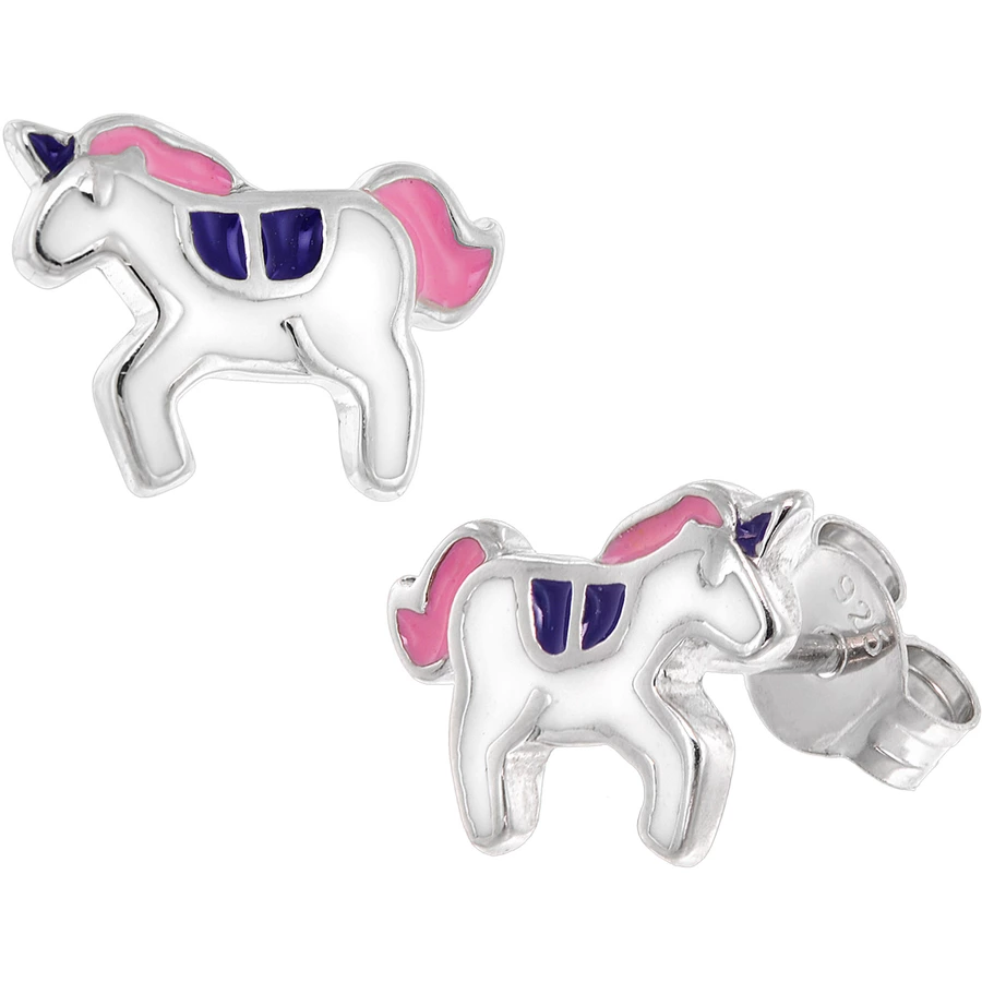 trendor Kinder-Ohrringe Silber 925 Einhorn Ohrstecker silver