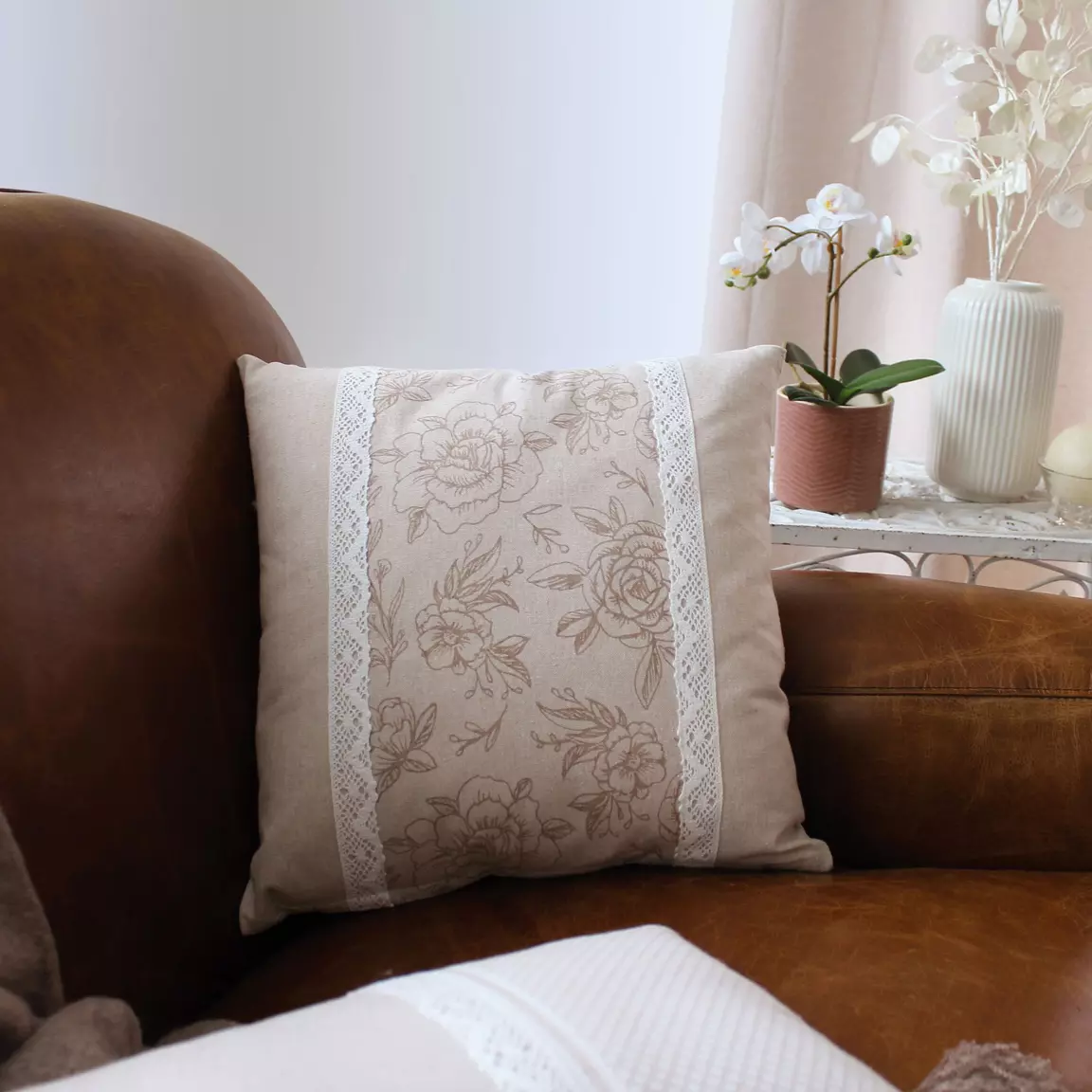 Coussin carré coton recyclé (40 x 40 cm) Rosa Beige
