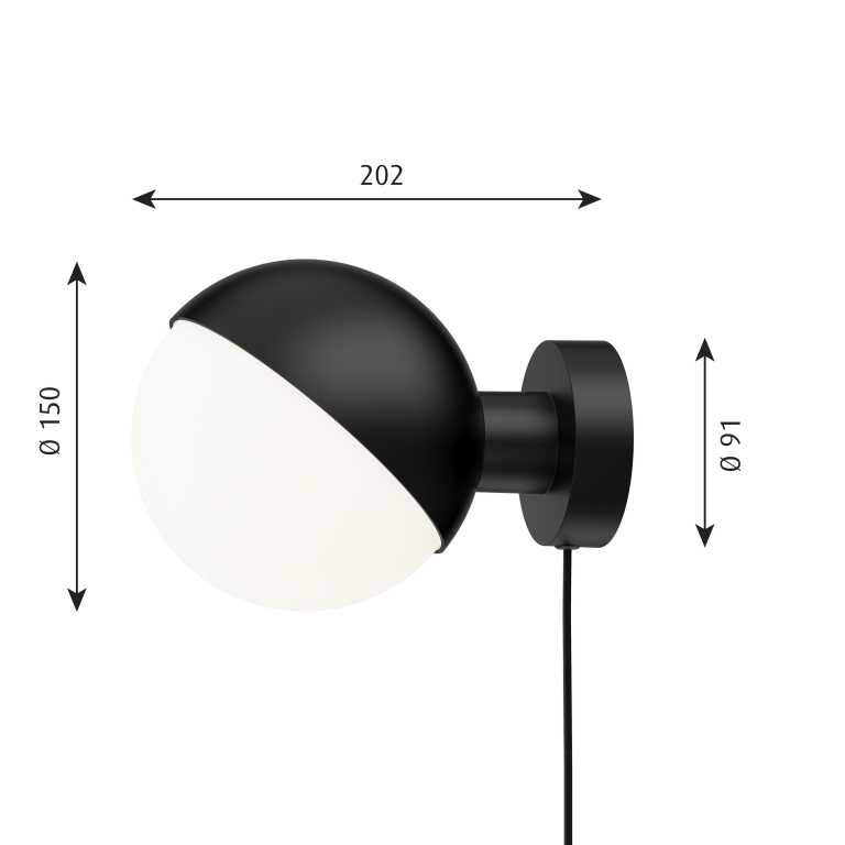 Louis Poulsen VL Studio wandlamp met stekker messing
