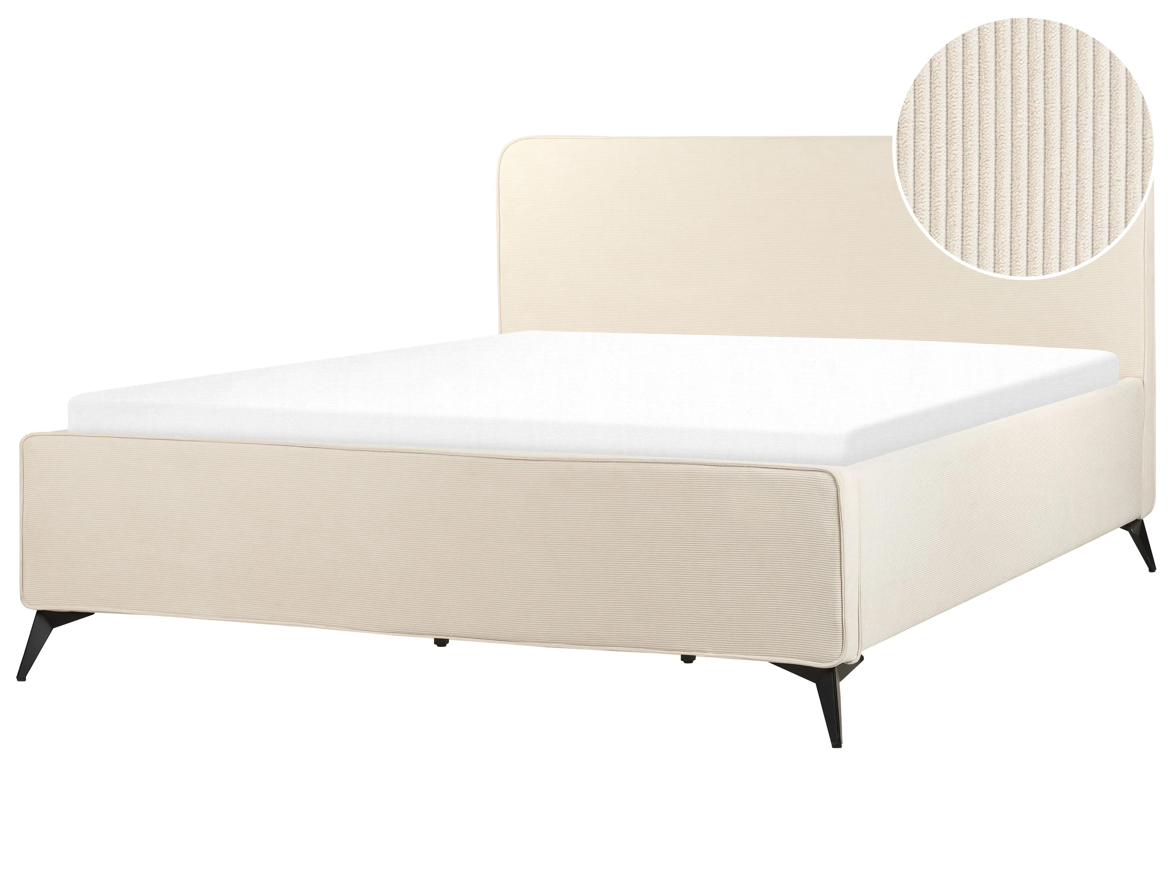Bed Corduroy VALOGNES 180 x 200 cm Lichtbeige