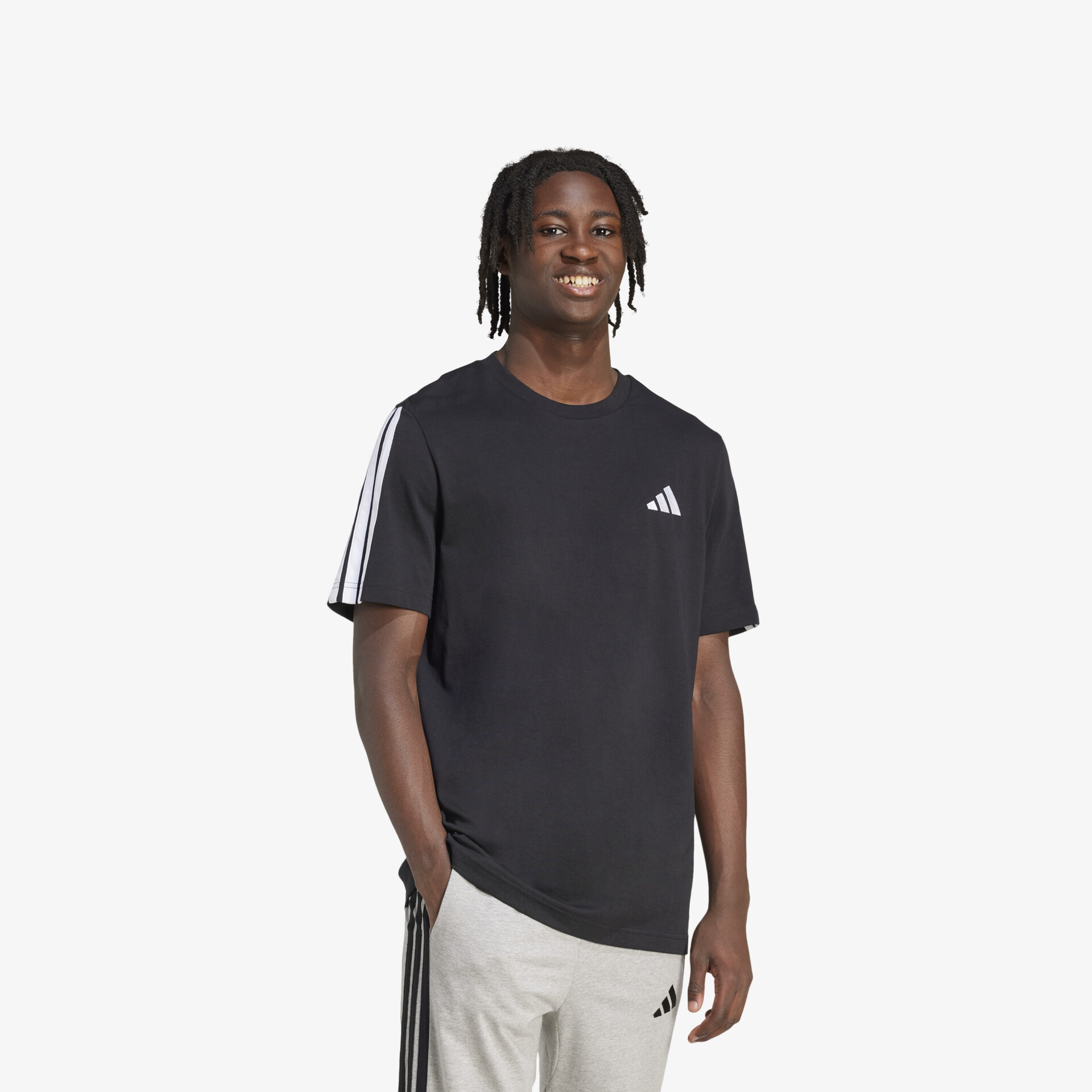 adidas 3 Streifen Herren T-Shirt schwarz