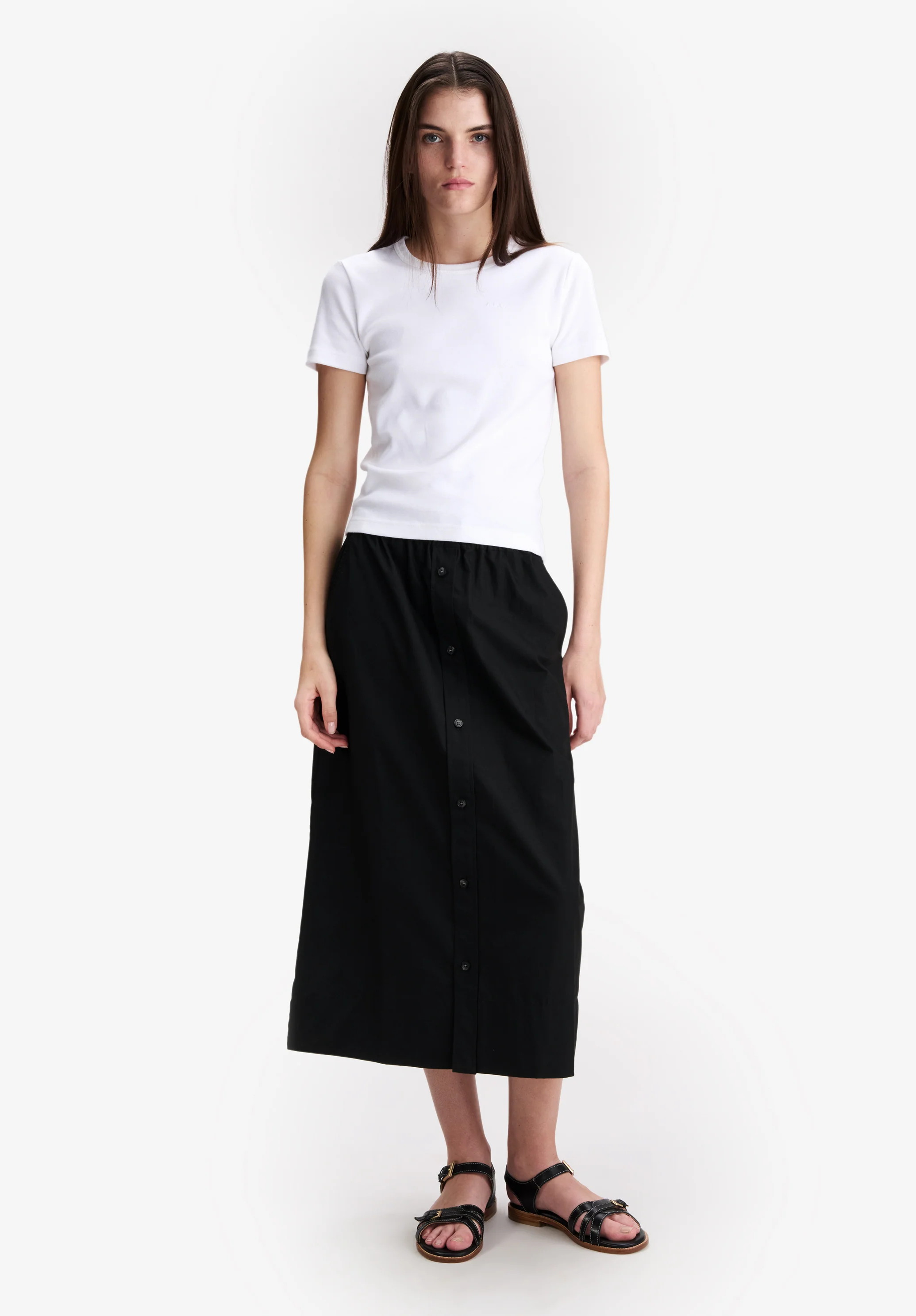 Jupe longue en coton bio noir - Noir