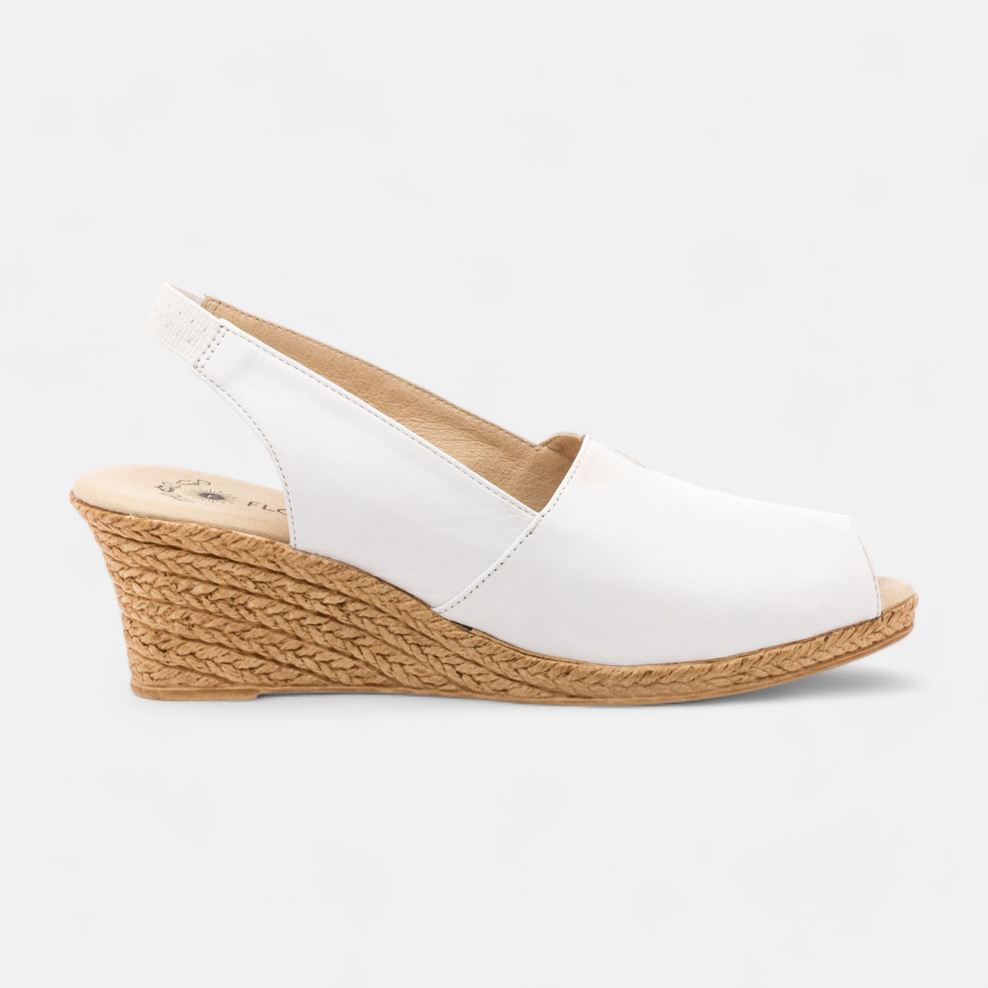 Nu-pieds à talon compensé Femme en cuir blanc