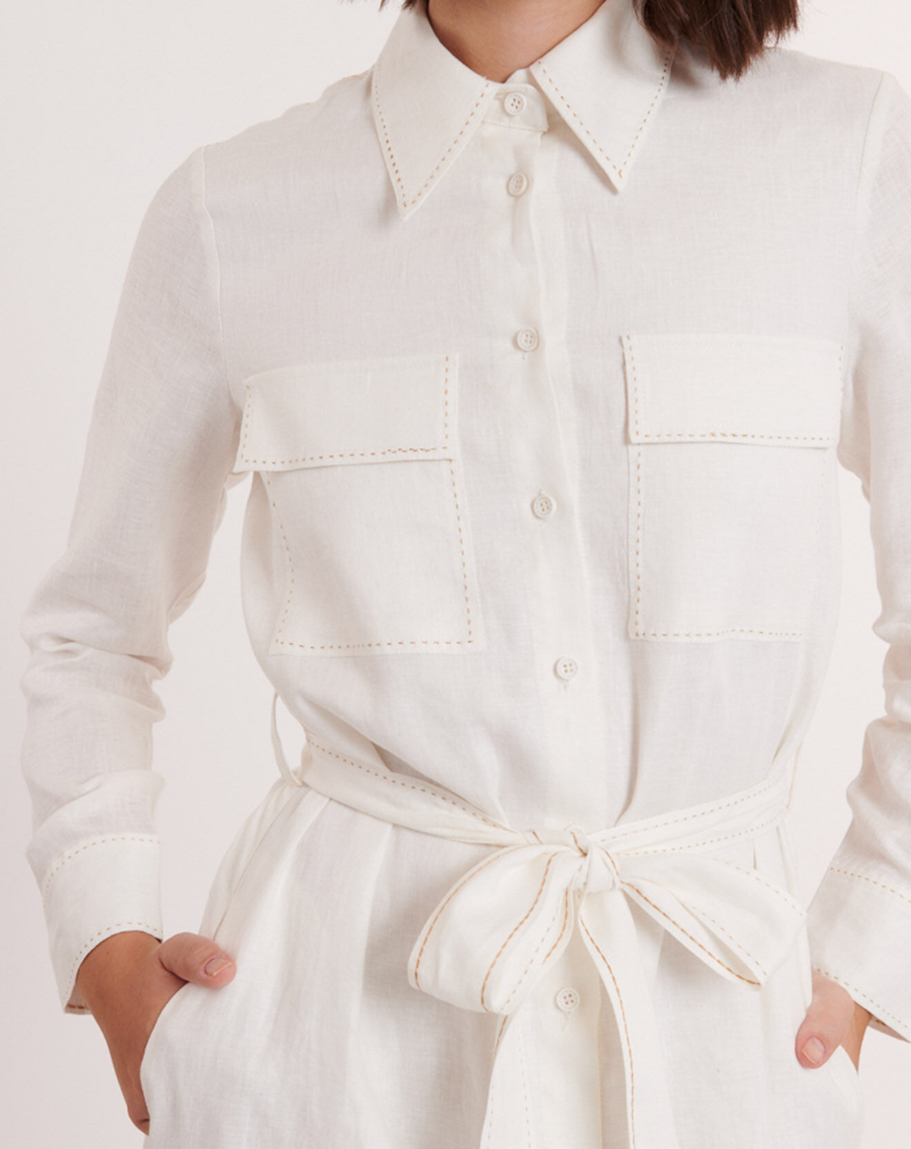 Derhy Robe 100% Lin Pierre blanche