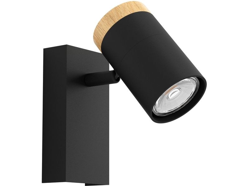 EGLO Leuchten Wand-/Deckenleuchte CARTAGENA GU10 1 x 4.5W Bewegliche LED Wand- und Deckenleuchte mit Gummibaumholz-Akzent