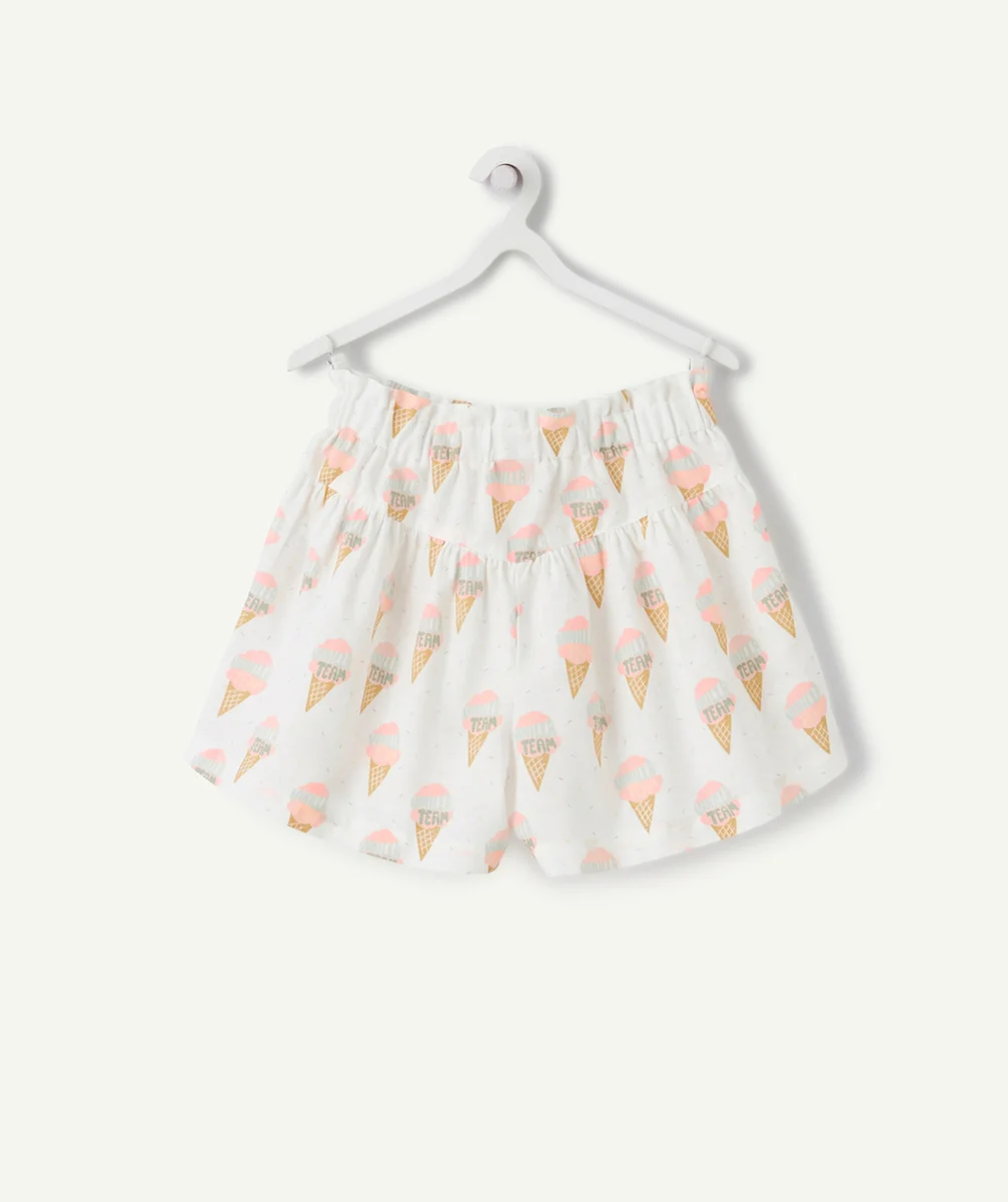 SHORT FILLE BLANC IMPRIMÉ GLACES