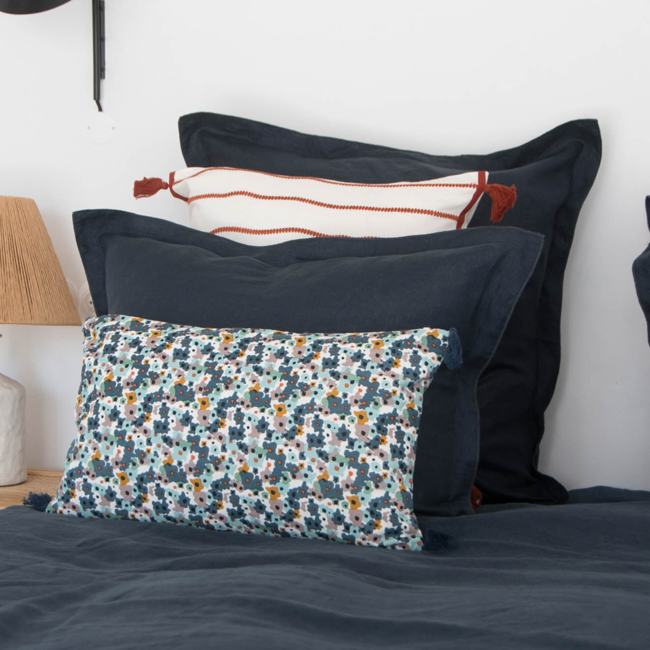Febronie Home Housse de couette 100% Lin Hortense bleu nuit