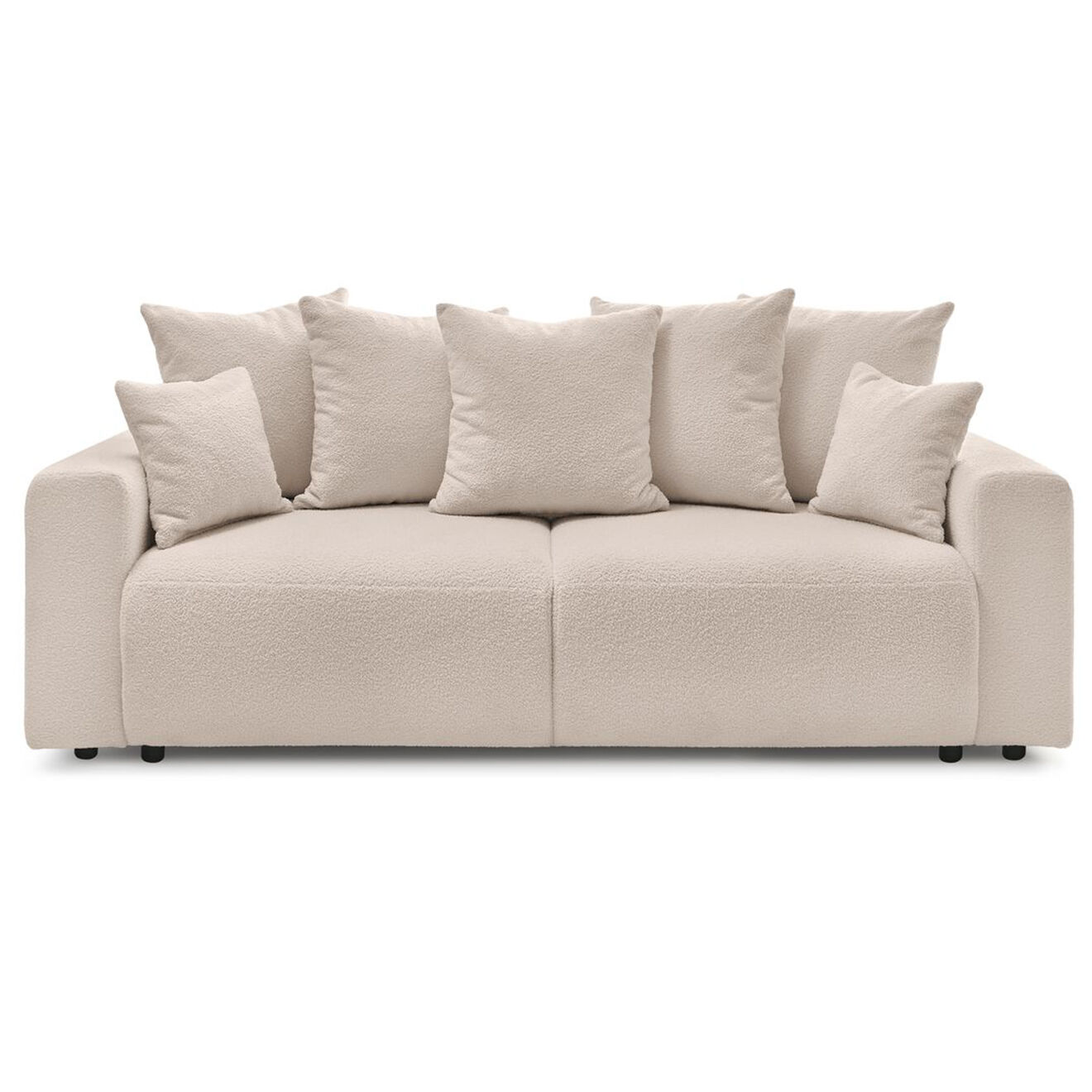 Bobochic Canapé 3 places convertible velours bouclette Envy beige - 245x102x88 cm