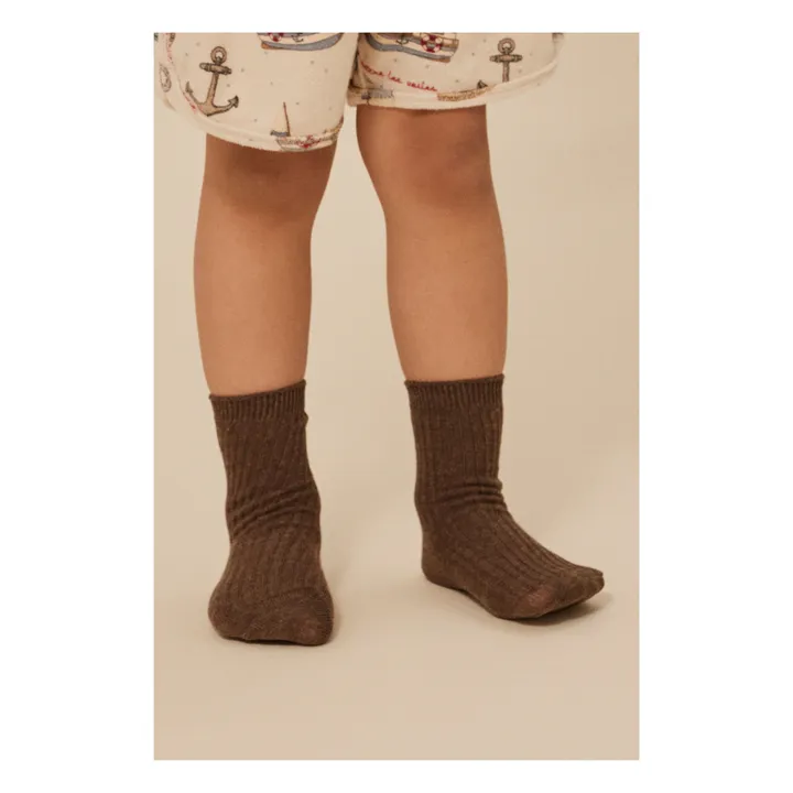 Konges Sløjd Lot 3 Chaussettes Côtelées Coton Bio | Vert kaki