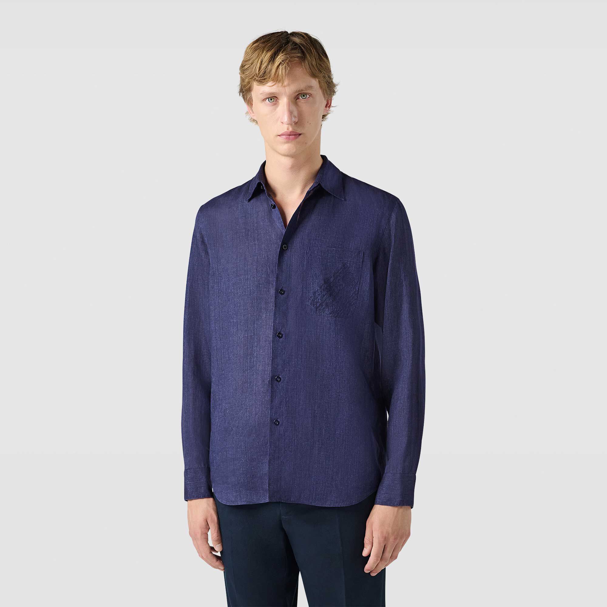 Chemise En Lin Avec Poche Scritto