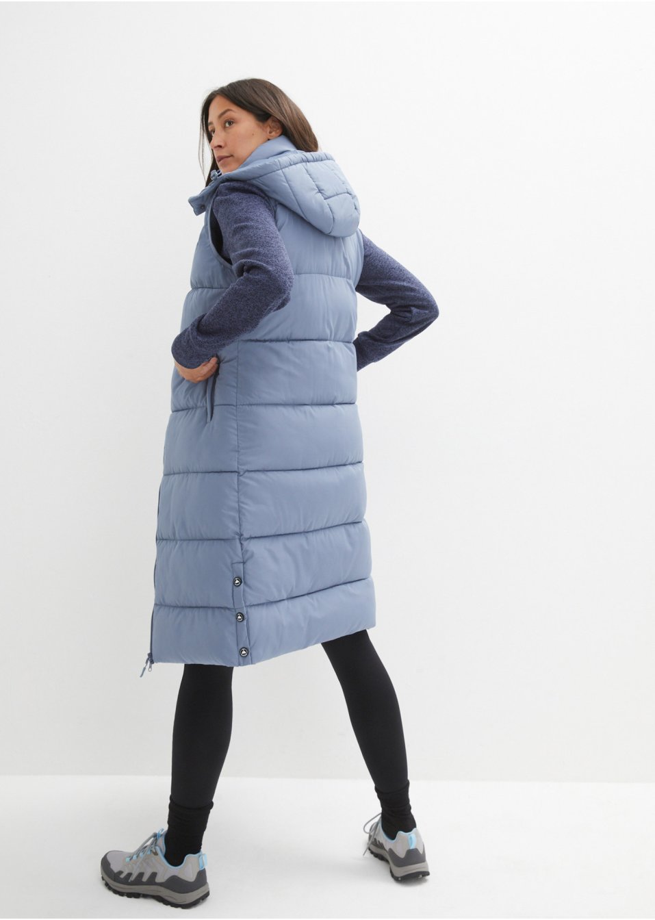 Veste longue fonctionnelle sans manches matelassée avec technologie thermo-isolante