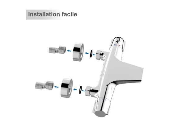 Robinet de Baignoire Cascade Mitigeur Thermostatique de Douche pour Baignoire Robinet de Douche Laiton Chromé Design Elégant