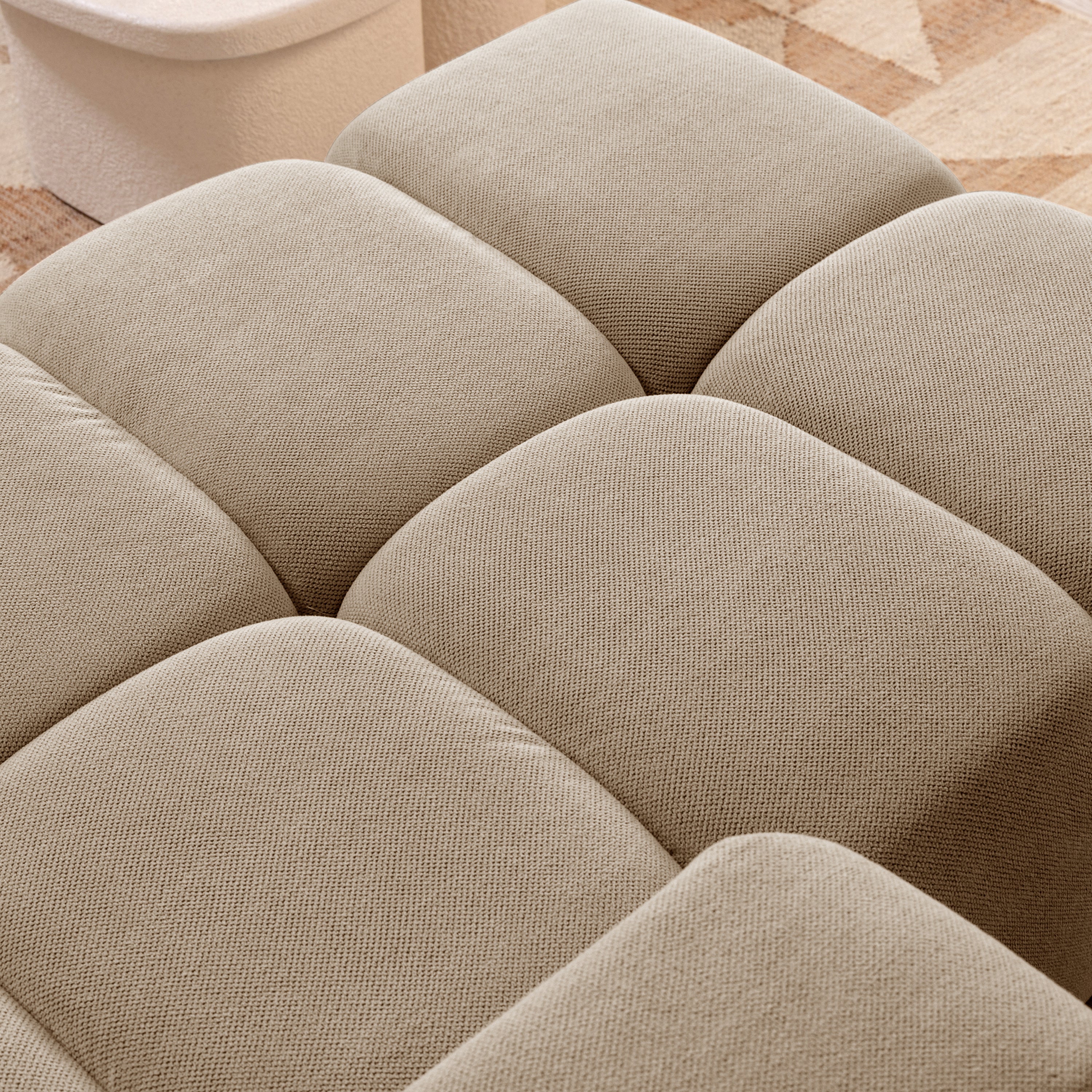 by fonQ Charme Hoekbank Links met Slaapfunctie - Weefstof - Beige