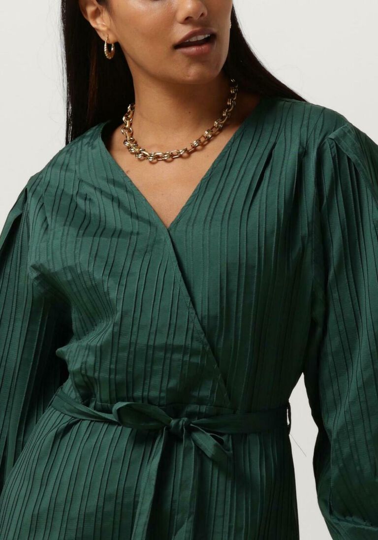 ANOTHER LABEL donkergroene another label mini jurk loisa dress l/s