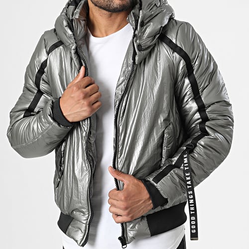 Veste Capuche A Bandes MNT-10022 Gris