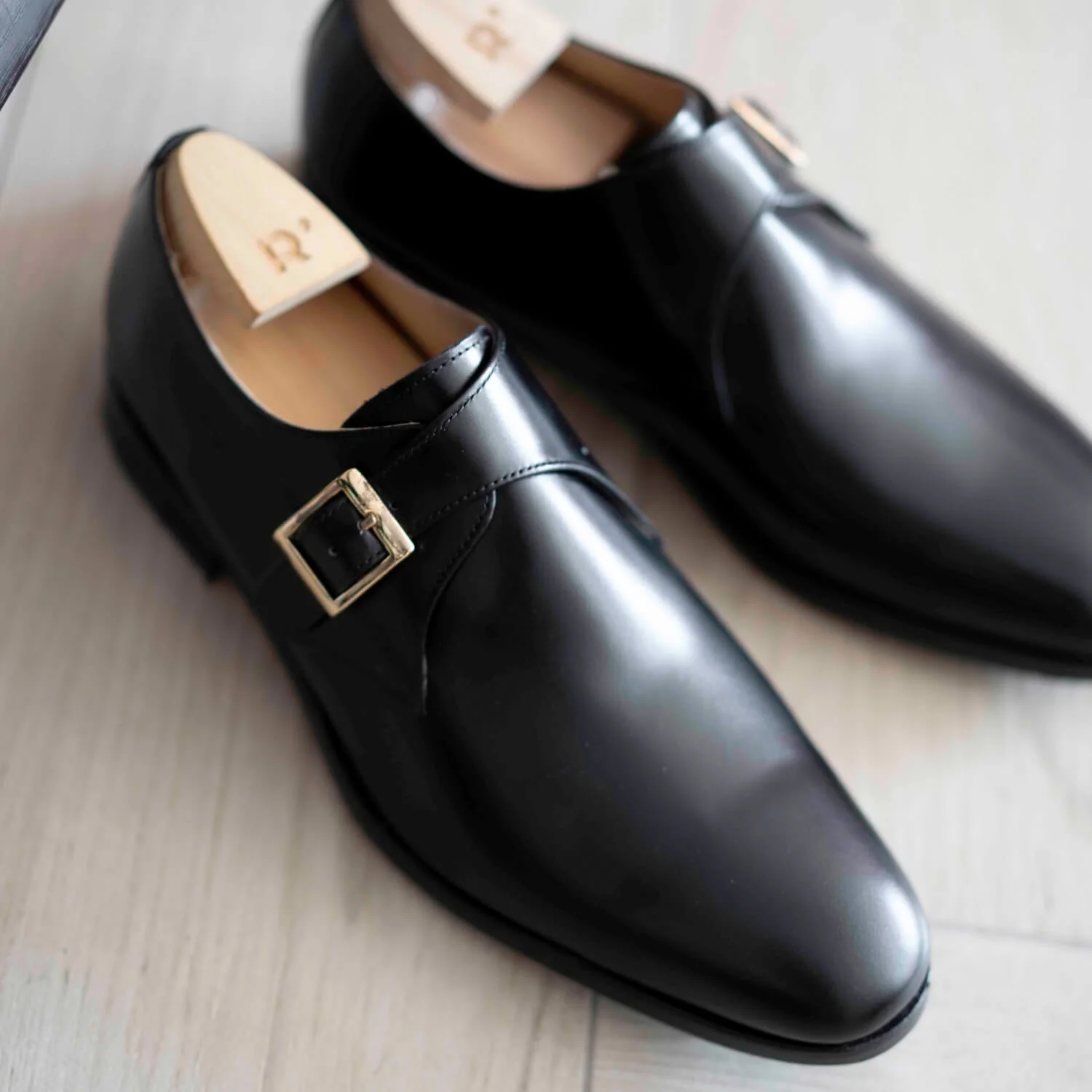 Gt Sun-Chaussure à boucle en cuir noir