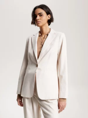 Blazer regular de abotoamento simples com bordado de monograma TH