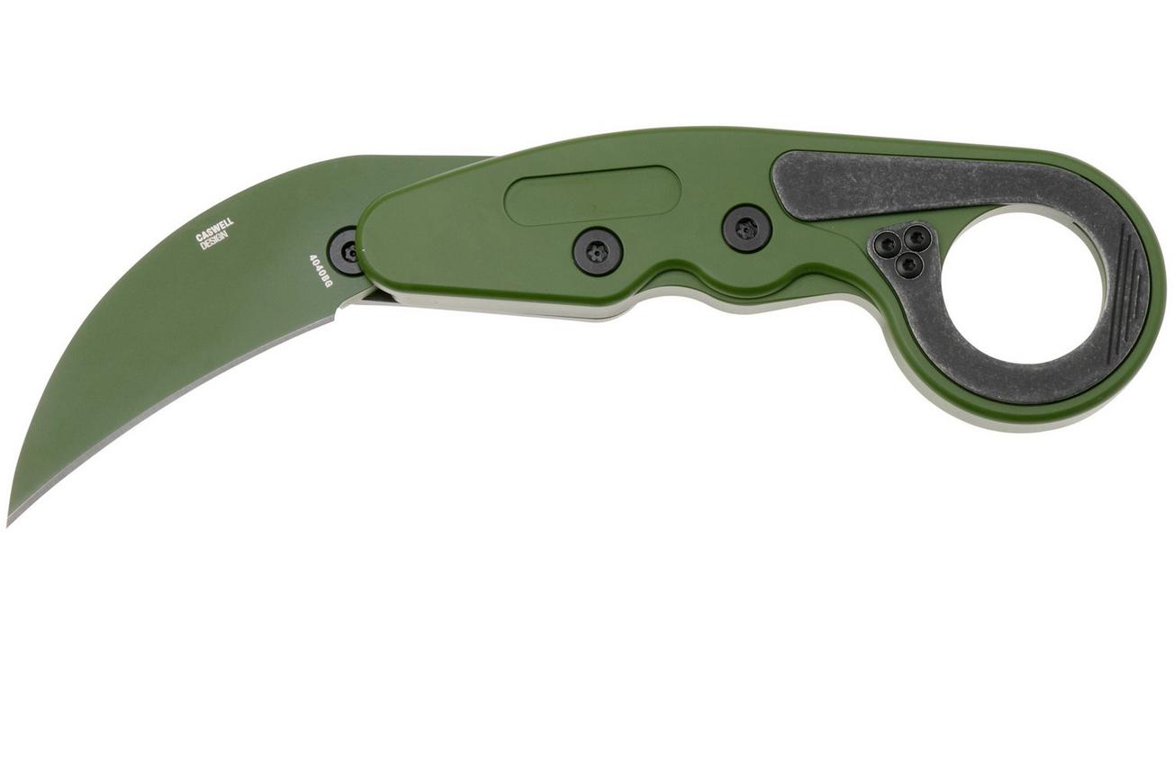 CRKT Provoke 4040BG Bright Green Cerakote D2, Multicam Bright Green Aluminum, Kinematic Karambit zakmes, Joe Caswell design