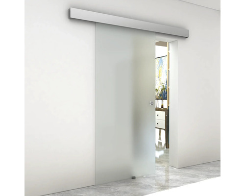 Pertura glazen schuifdeur complete set Neta Satin 920x2050x8 mm Links/Rechts incl. Lovis aluminium beslag, softclose mechanisme, verzonken handgreep