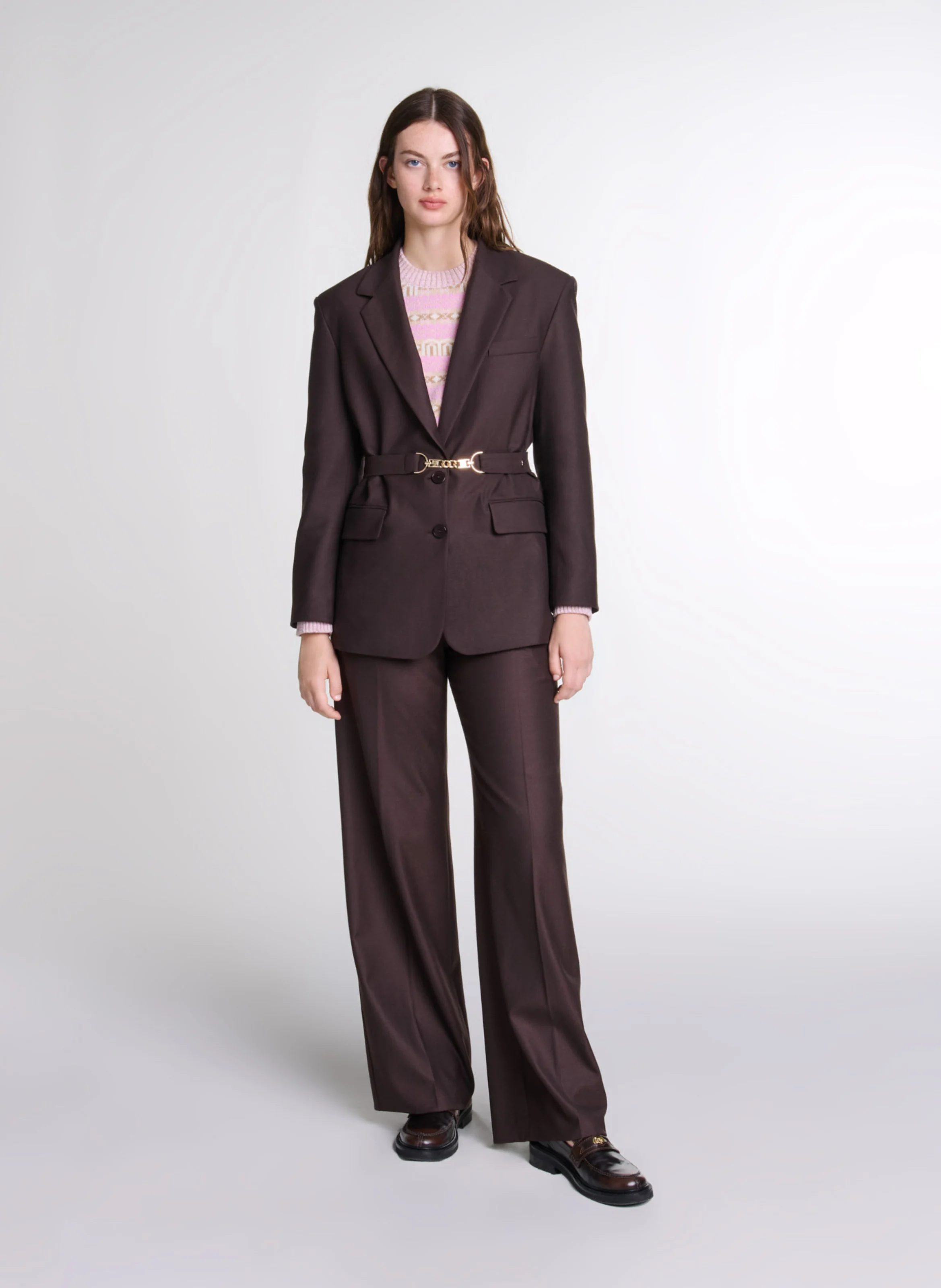 Veste tailleur droite | Marron